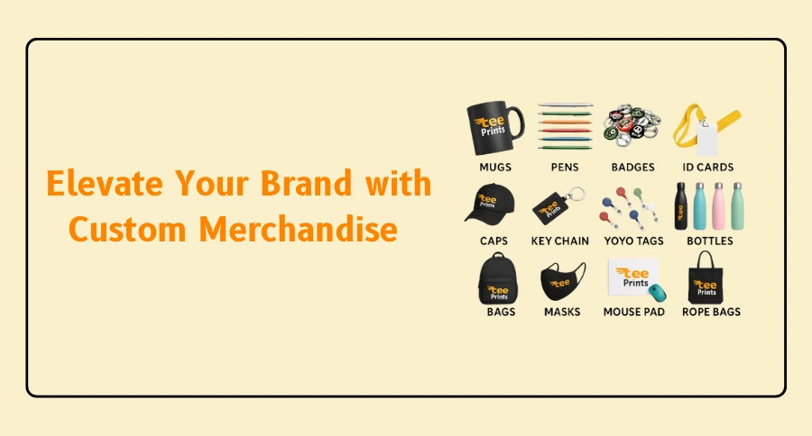 Custom mugs, pens, badges, ID cards, lanyards, caps, keychains, bottles, photo frames, bags, masks, mouse pads, and yoyo tags for branding.